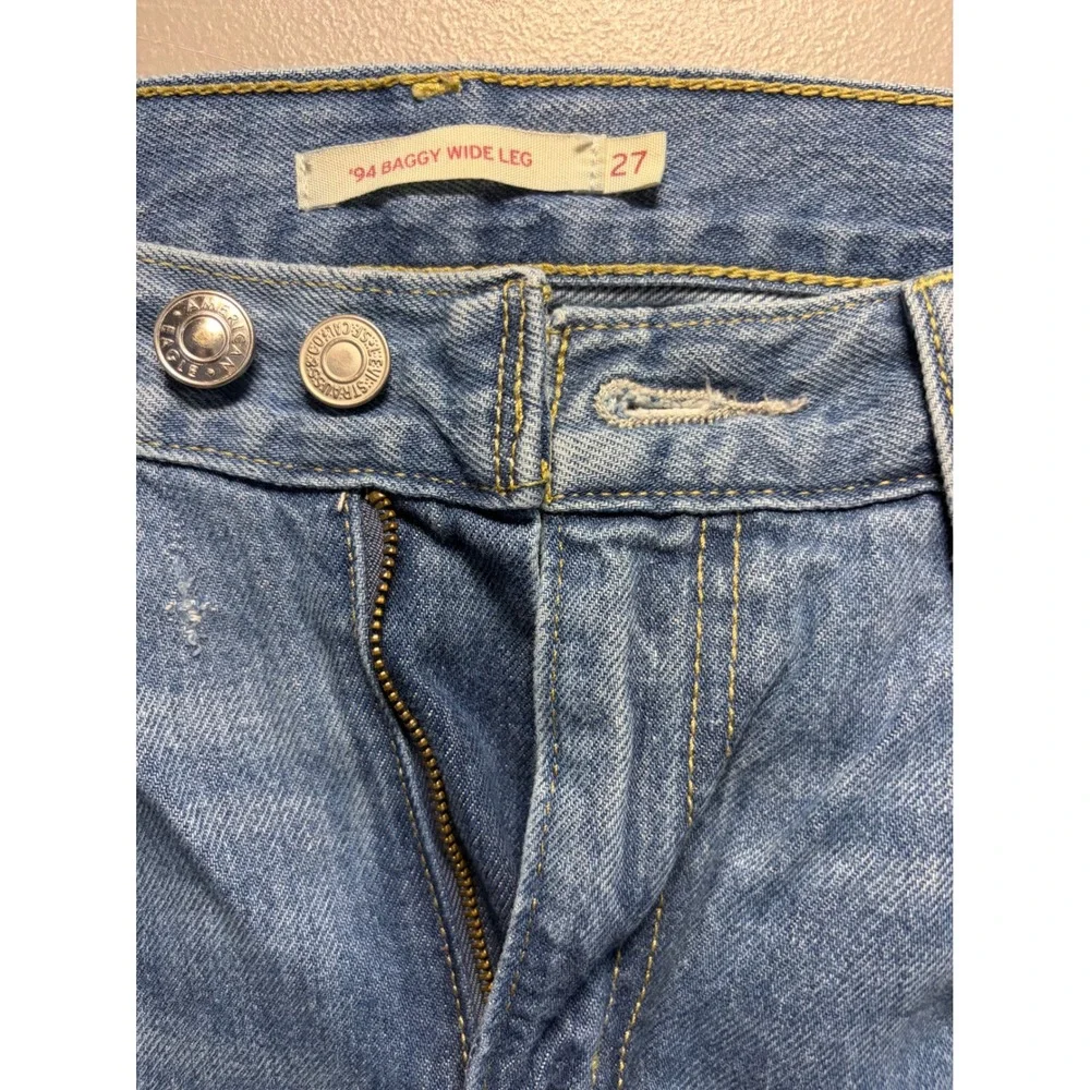Levi's 94 Baggy Wide Leg Jeans Womens 30x31 Blue High Rise Tag W27 Denim